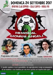 Veroli, domenica 24 settembre il Memorial Giovani Angeli