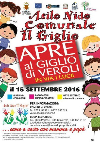 Veroli al via le iscrizioni per il nuovo Asilo Nido: “Il Giglio” Open Day informativo il 18 agosto