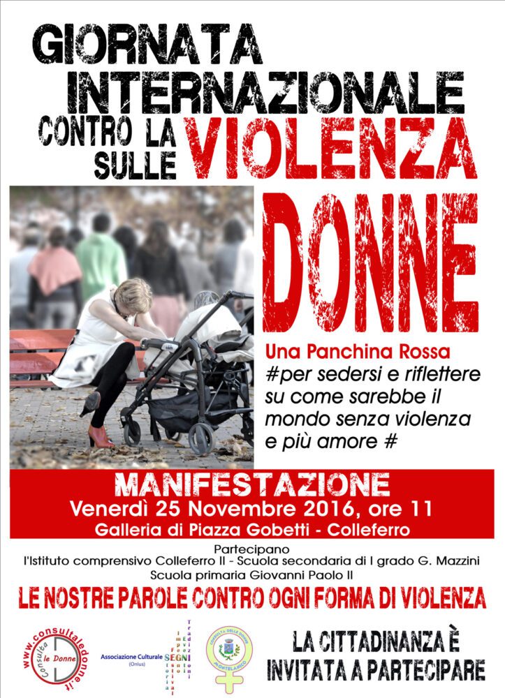 Una panchina rossa: l'evento di Consulta le donne di Colleferro contro la violenza sulle donne