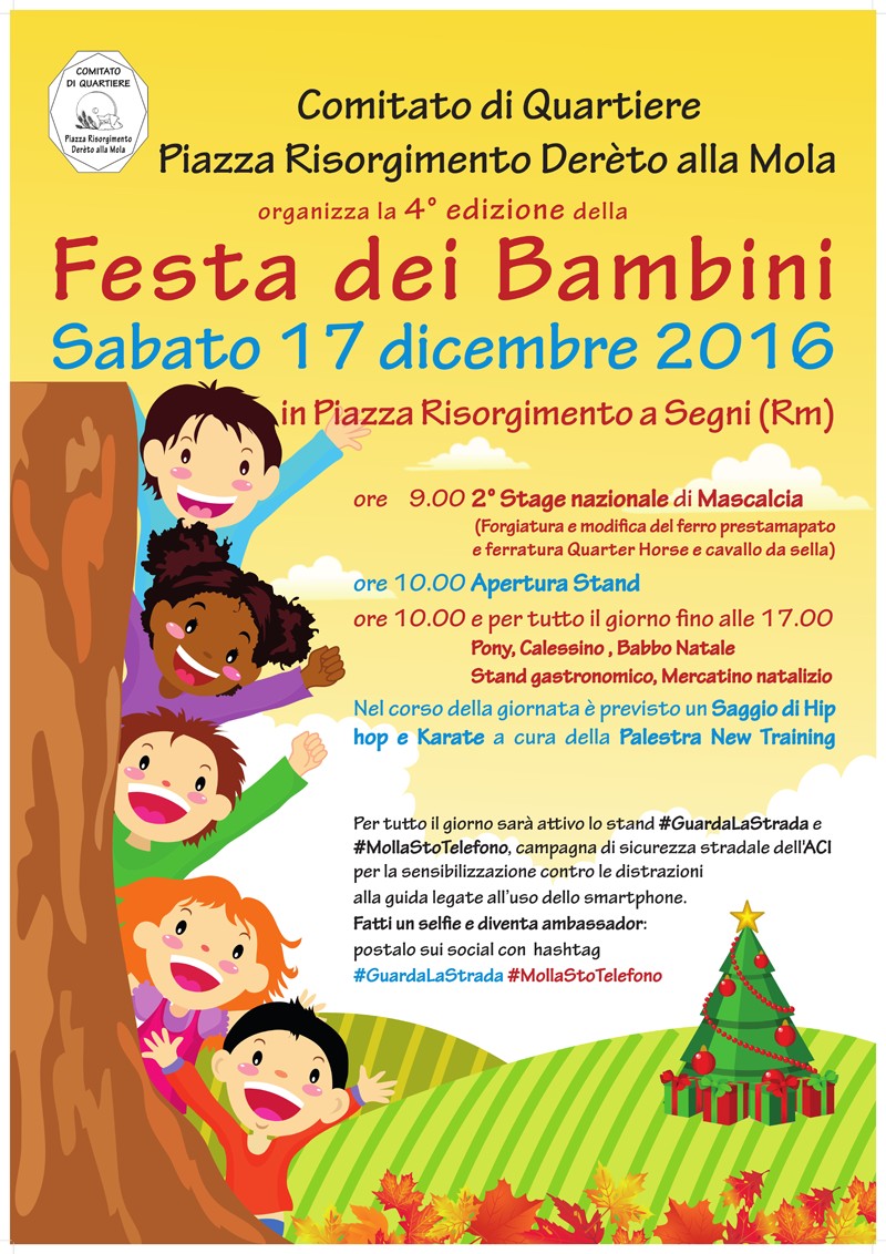 Segni, Festa dei bambini in piazza Risorgimento nel fine settimana