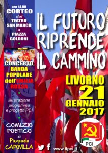 Lazio, PCI: 21 Gennaio 2017, manifestazione a Livorno per il 96esimo anniversario della fondazione del Partito