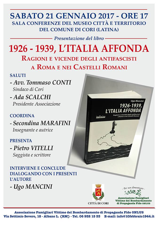 Cori, appuntamento con la storia dell'antifasciamo: 1926-1939, l’Italia che affonda