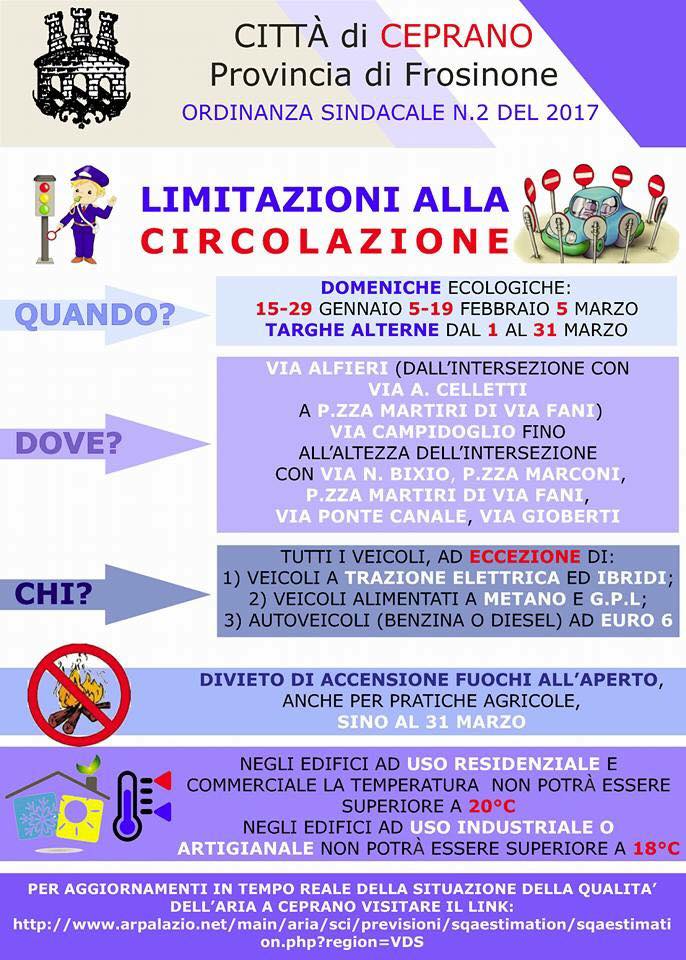 Ceprano, 2017: avvio dell'ordinanza su "Le domeniche ecologiche"