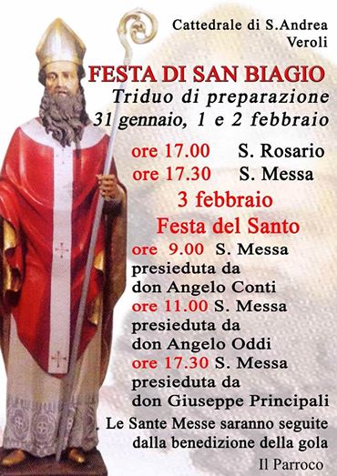Veroli, le celebrazioni in onore di San Biagio