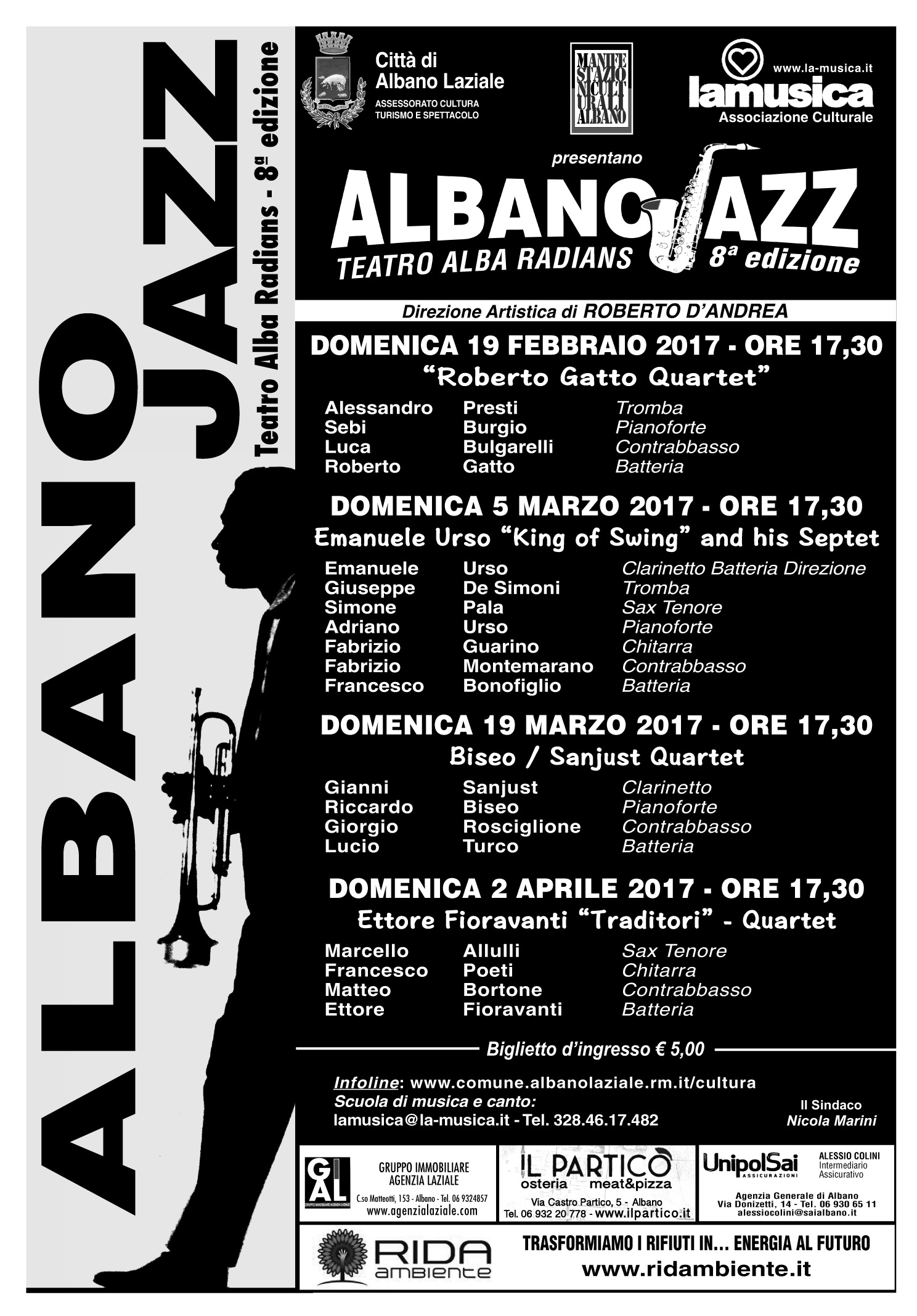 Albano Jazz 2017: domenica 19 febbraio l'ottava edizione dell'evento ad Albano Laziale