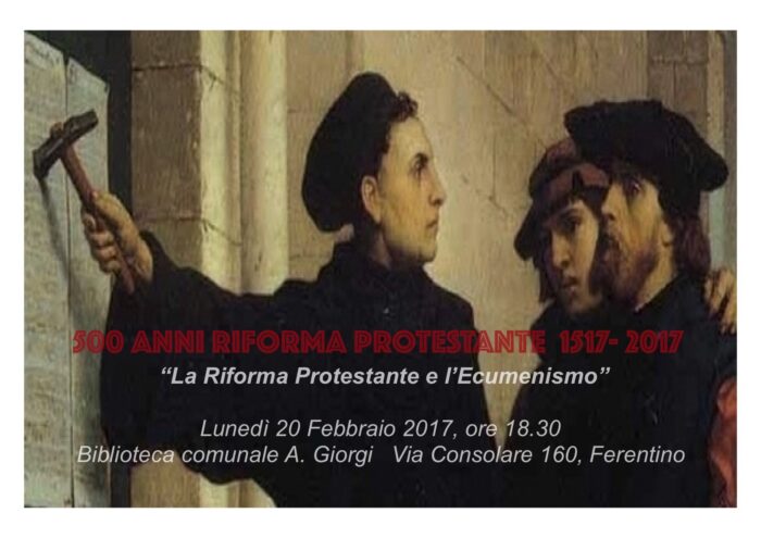 Ferentino, 500° anniversario della Riforma Protestante: le iniziative della Chiesa Valdese