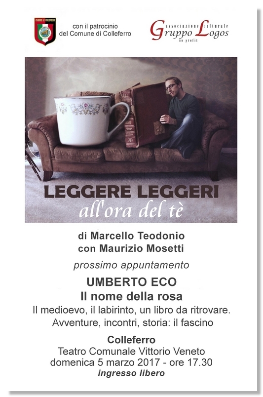 Colleferro, Leggere leggeri all'ora del tè: Umberto Eco. Appuntamento il 5 marzo