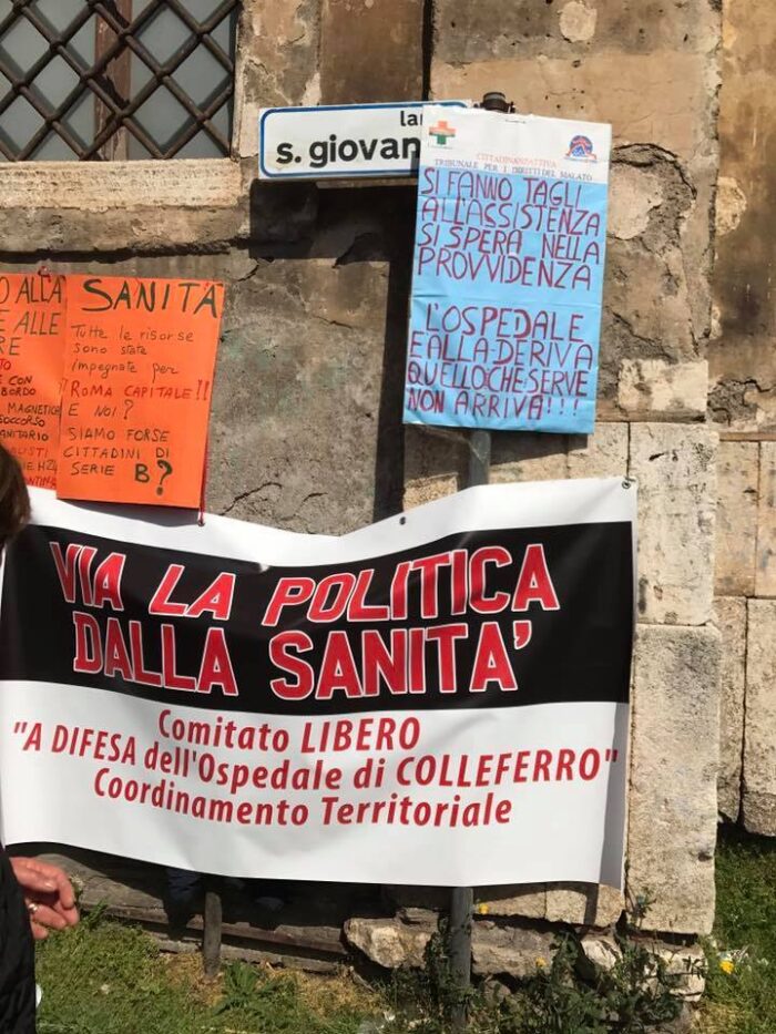 Tivoli, Manifestazione di Cittadinanzattiva contro i tagli alla sanità: le richieste