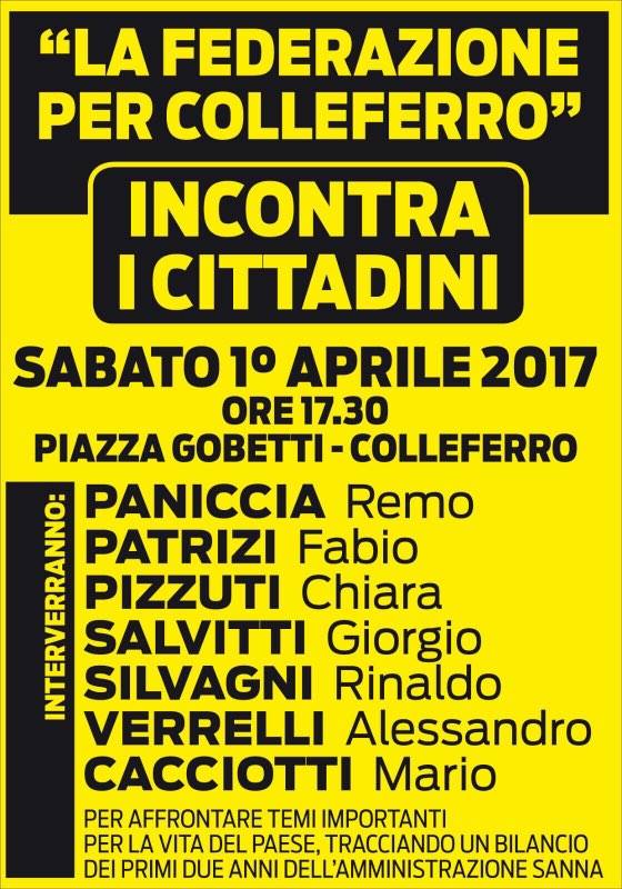 La Federazione per Colleferro incontra i cittadini per tracciare un bilancio dei primi due anni dell'Amministrazione Sanna