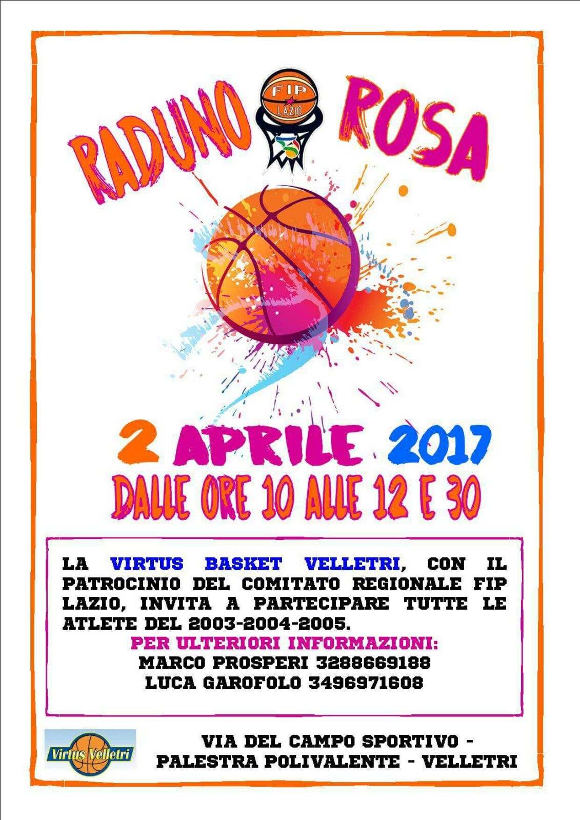 Velletri, Raduno Rosa il 2 per il Pink Day del basket con la Virtus