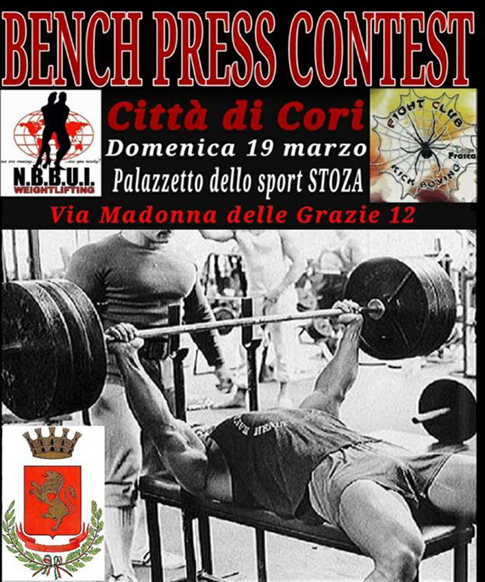Domenica 19 marzo al Palasport di Cori la prima gara di Bench Press Contest, il campionato italiano di Panca Piana