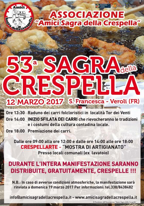 Veroli, domenica 12 marzo la 53° sagra della Crespella