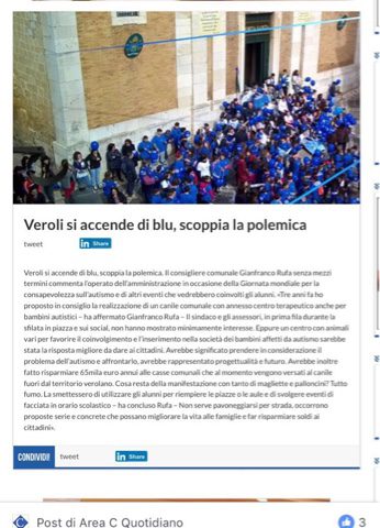 Veroli, l'amministrazione precisa sulle polemiche legate alla giornata di sensibilizzazione all'autismo