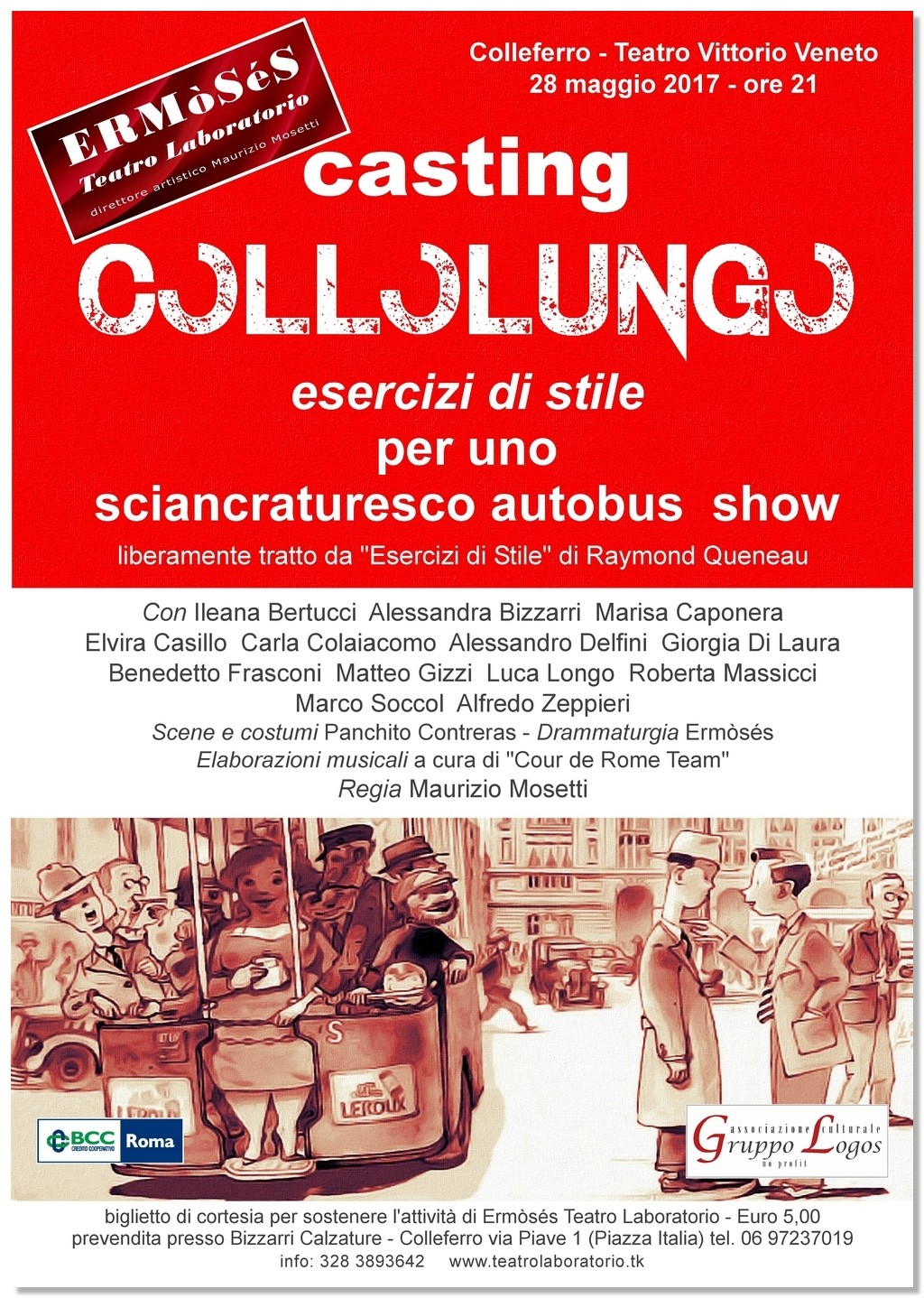 Colleferro, casting spettacolo "Collolungo", tratto da "Esercizi di stile" di Queneau