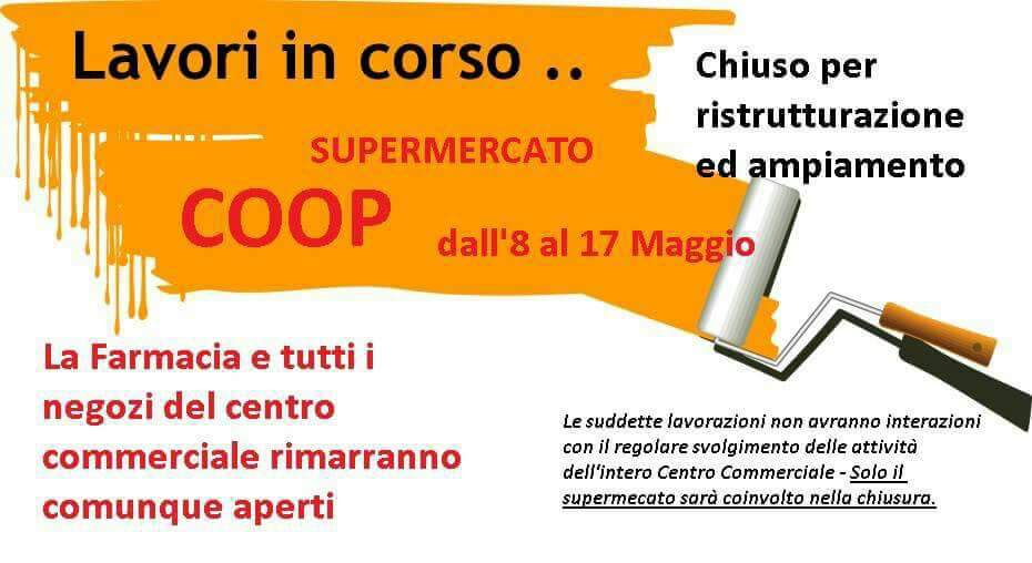 Colleferro, supermercato Coop chiuso dall'8 al 17 maggio per lavori in corso: i dettagli