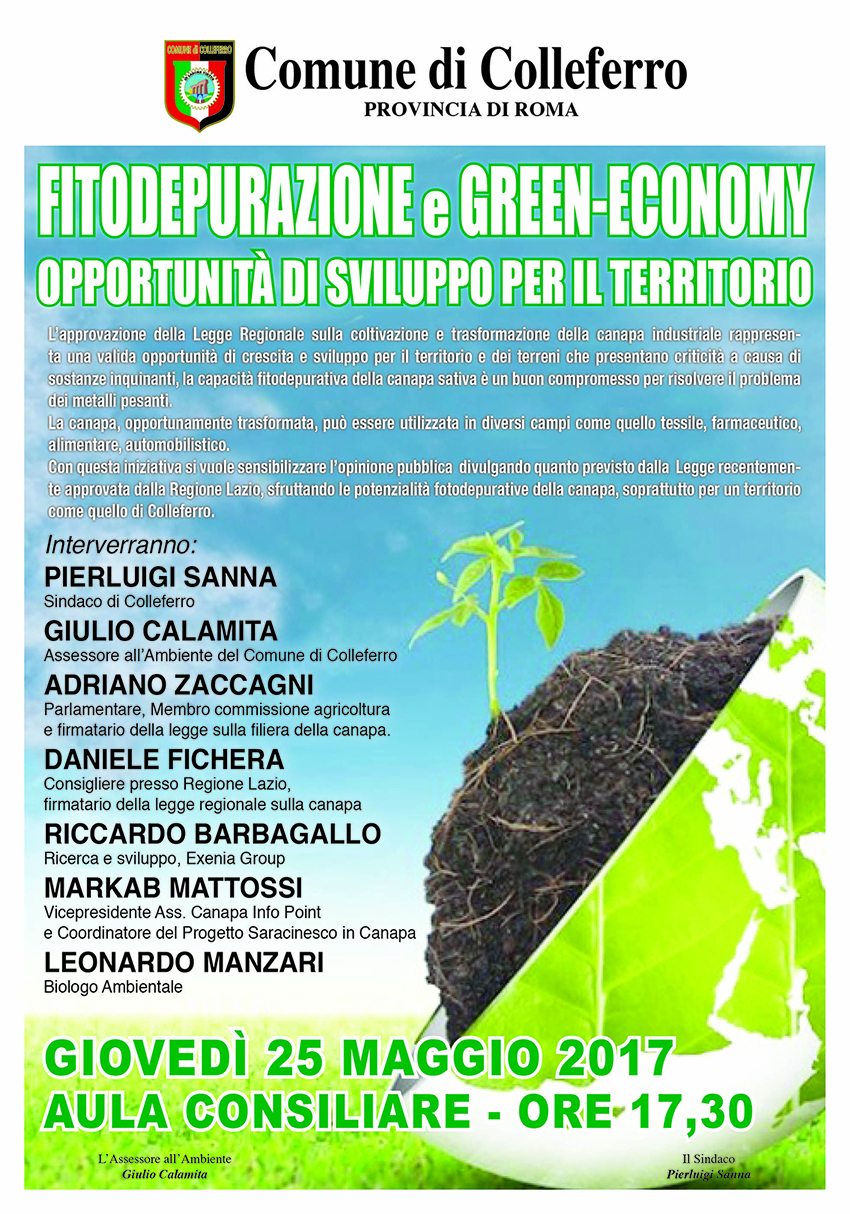 Colleferro, Fitodepurazione e Green Economy. Opportunità di sviluppo per il territorio