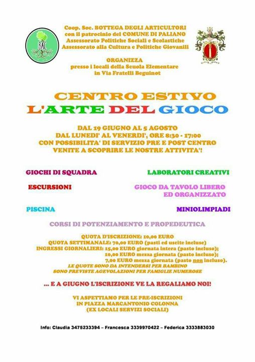 paliano centro estivo l'arte del gioco