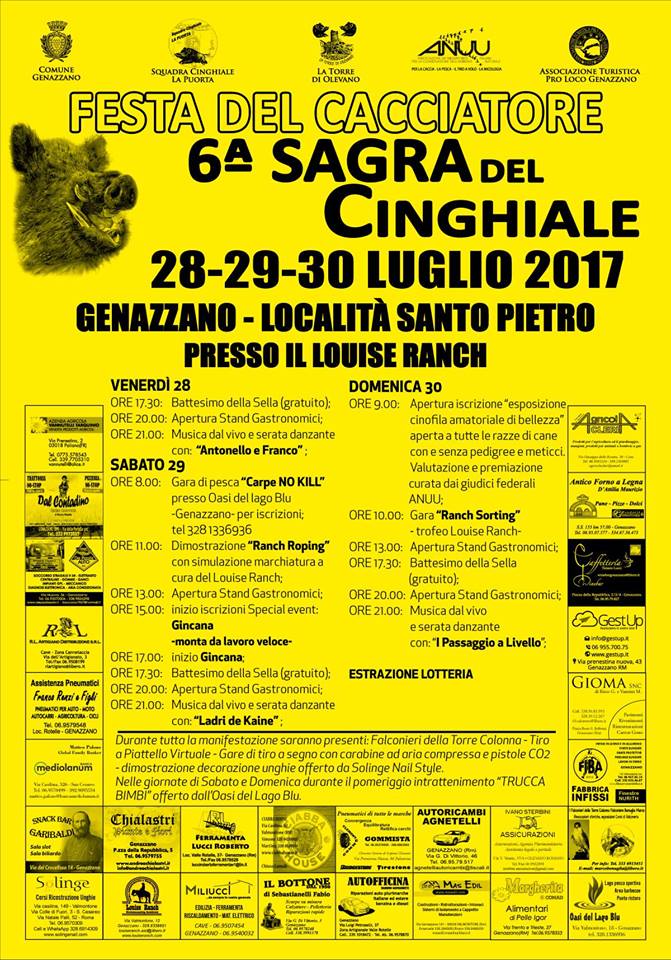 Genazzano, Sagra del Cinghiale 2017: il programma della sesta edizione