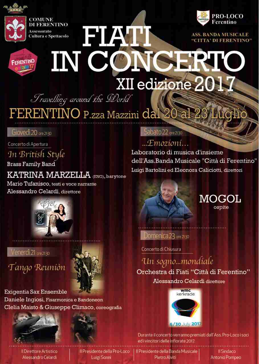 Ferentino: al via la XII edizione di "Fiati in Concerto" dal 20 al 23 luglio