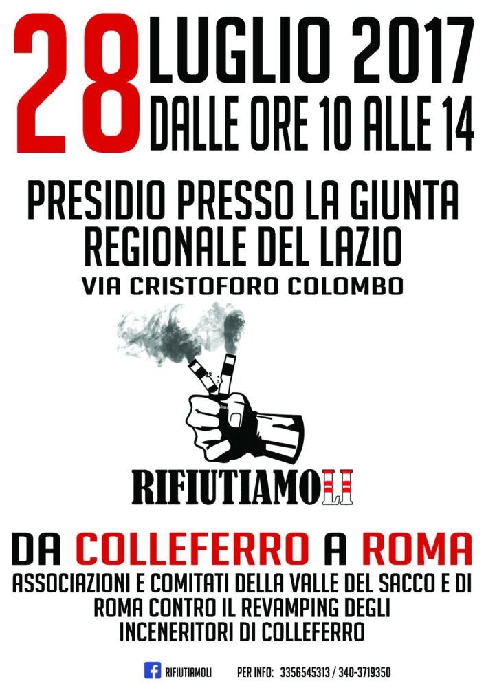 Manifestazione del 28 luglio 2017 davanti la Regione Lazio: le richieste di Zero Waste