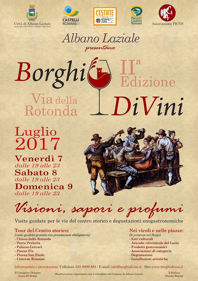 Borghi DiVini 2017, Albano Laziale ospita la seconda edizione dal 9 al 9 luglio: il programma