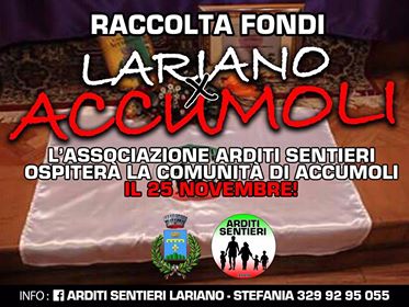 Lariano, il 25 Novembre raccolta fondi per le vittime del terremoto di Accumoli