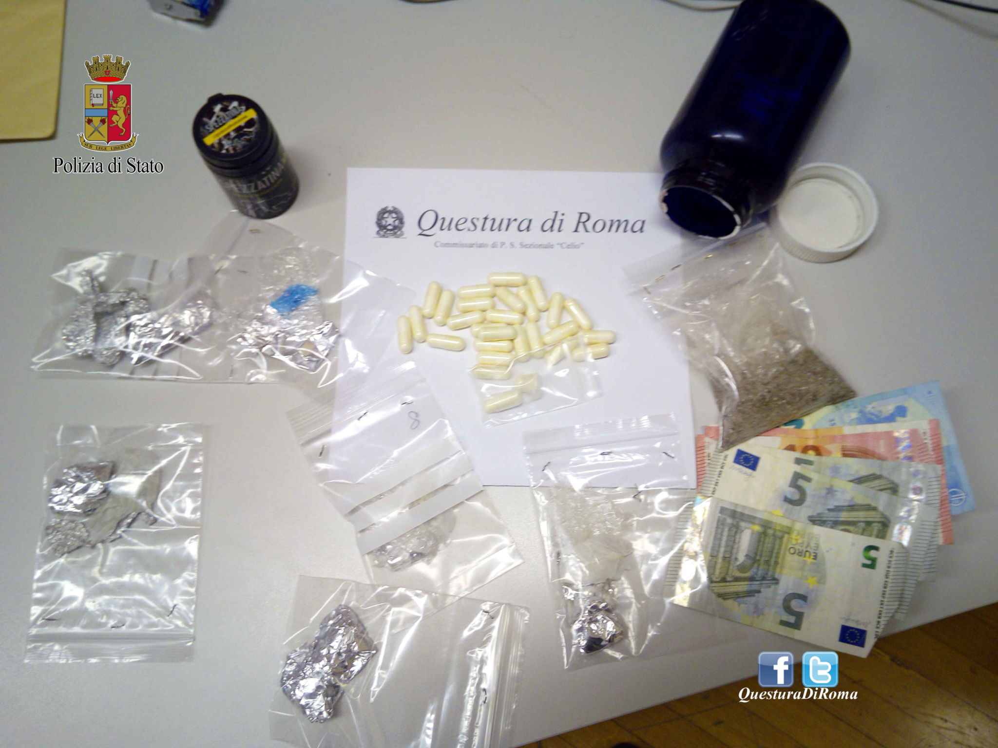 Roma, la Polizia sequestra cocaina, erba sintetica e mefedrone in un garage: tre arresti