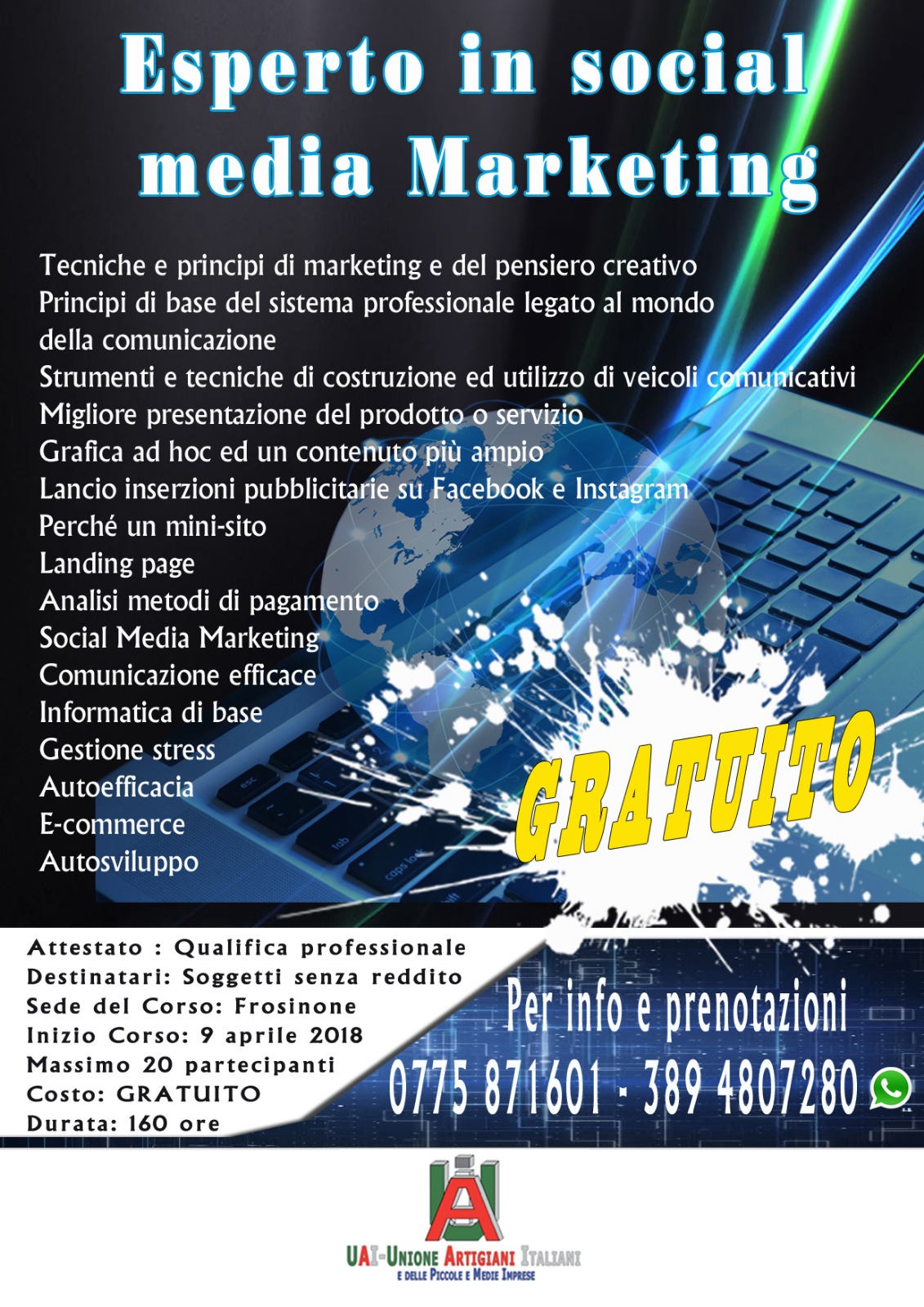 Unione Artigiani Italiani, al via il corso gratuito in esperto in social media marketing