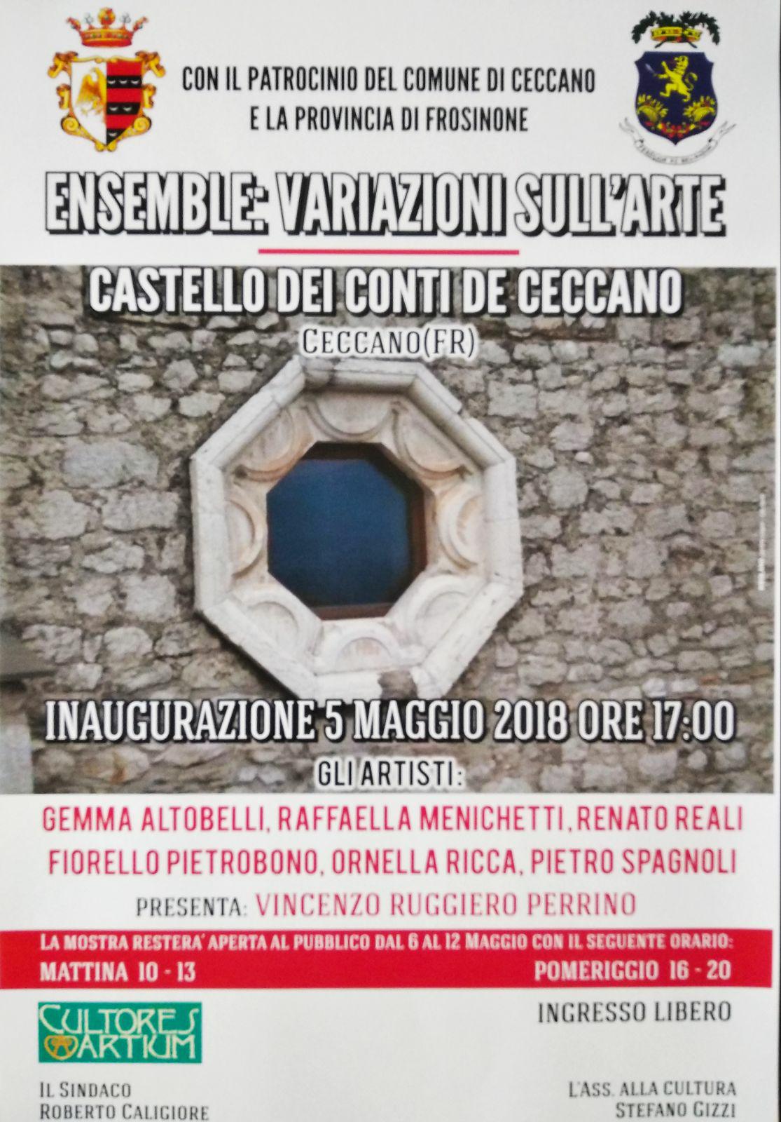 Sei i protagonisti della mostra "Ensemble: variazioni sull'arte", allestita nella prestigiosa sede del Castello dei conti de Ceccano