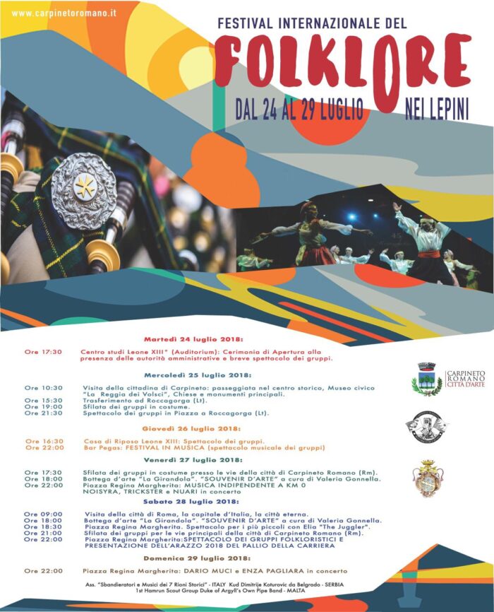 Festival Internazionale del Folklore nei Monti Lepini a Carpineto dal 24 al 29 luglio: il programma