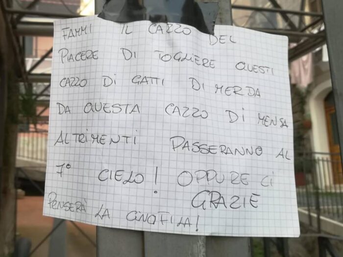 Tivoli, minacce e messaggi intimidatori agli animalisti: "Ammazzeremo i gatti"