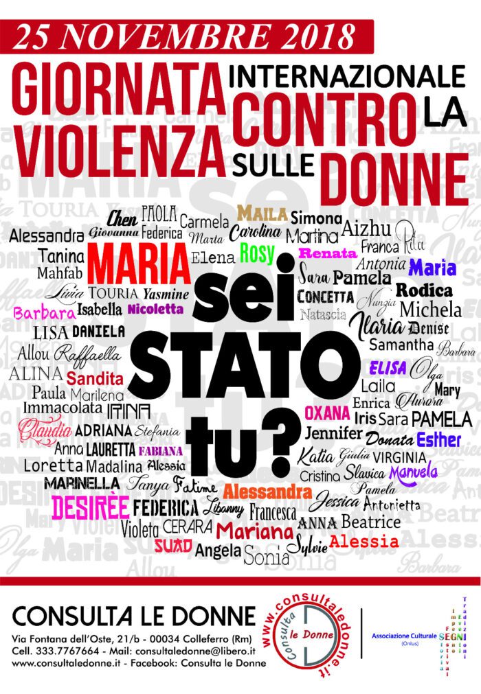 Consulta donne e Associazione Culturale Segni manifesto Sei STATO tu