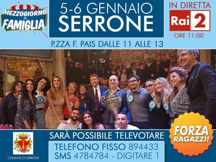 Serrone su Rai 2 a Mezzogiorno in famiglia: weekend di sfida in tv per la città ciociara