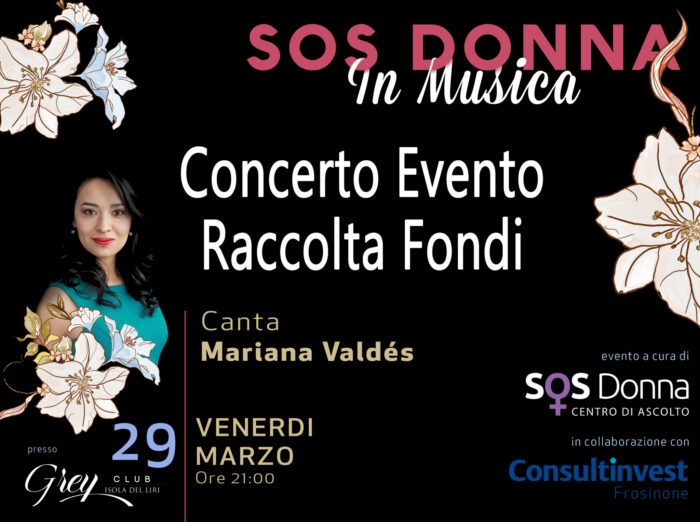 Si terrà domani sera, venerdì 29 marzo alle 21:30 nella meravigliosa cornice del Grey Club di Isola del Liri, la serata di raccolta fondi i cui ricavati andranno in beneficenza all’Associazione Sos Donna, a sei anni dalla sua nascita