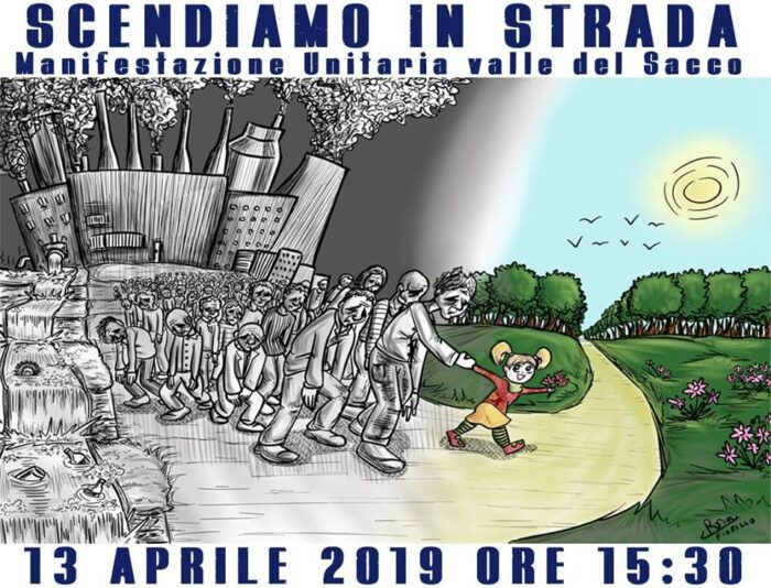 Frosinone, manifestazione unitaria della Valle del Sacco sabato 13 aprile 2019: il Movimento Rifiutiamoli si riunisce in strada