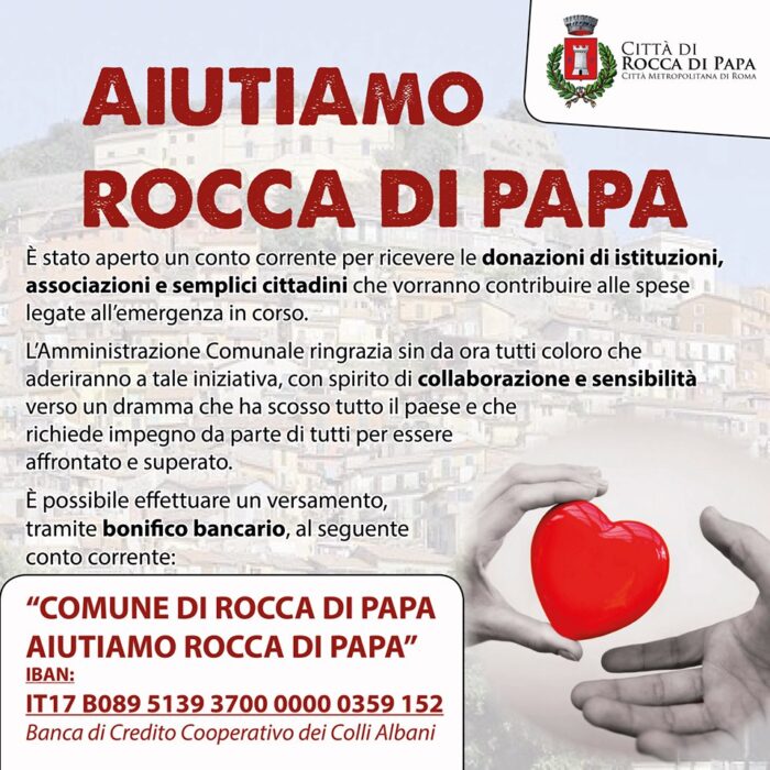 Rocca di Papa, il Comune apre alle donazioni per far fronte all'emergenza in seguito alla tragica esplosione di parte del Municipio