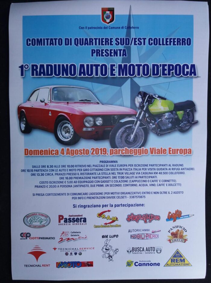 colleferro 4 agosto raduno di auto e moto d'epoca