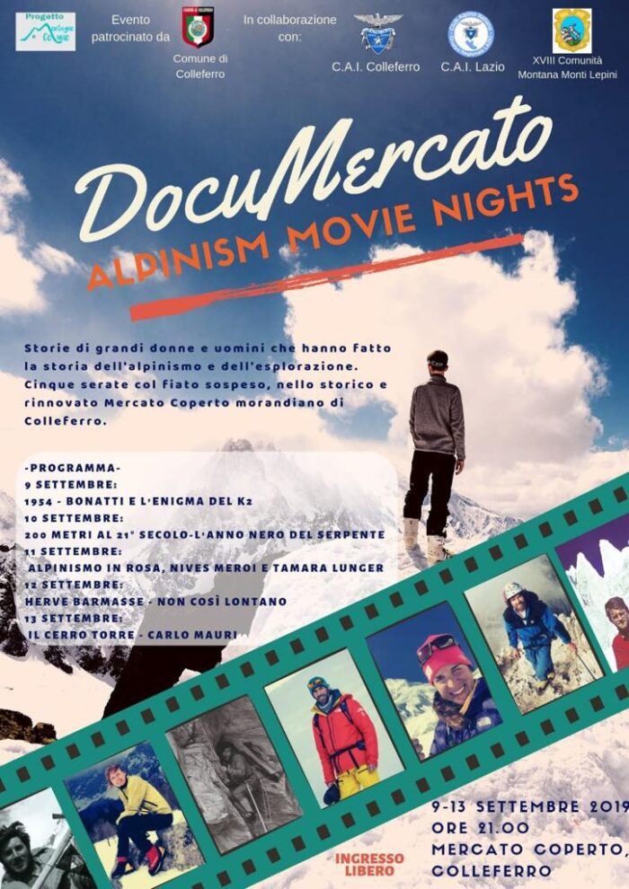 Colleferro, dal 9 al 13 settembre 2019 "Alpinism Movie Nights": l'evento si terrà presso il mercato coperto