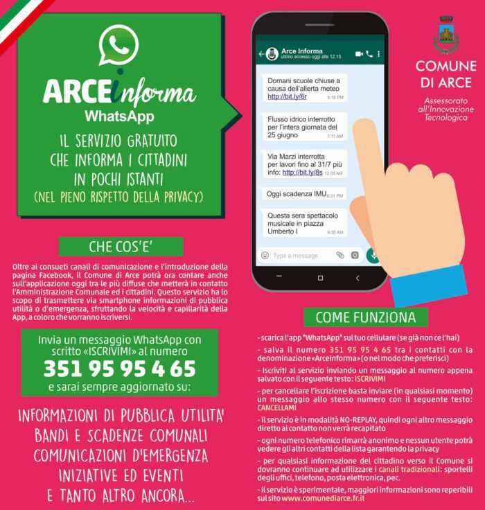 arce servizio informazioni WhatsApp