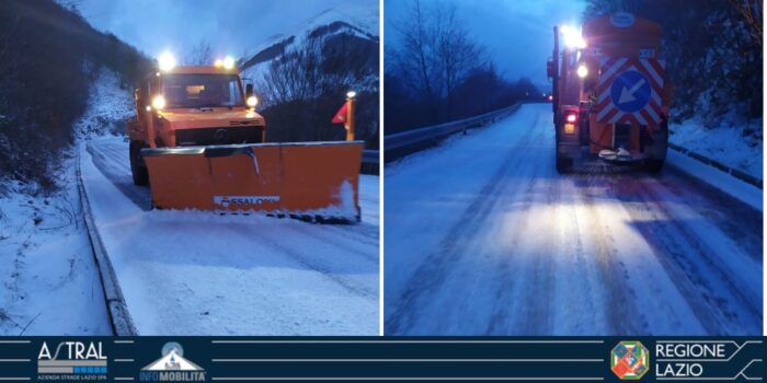 Neve Forca d'Acero mezzi spargisale Ciociaria ghiaccio strade oggi 5 febbraio 2020