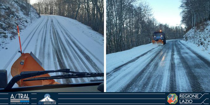 Lazio pioggia vento strade neve SR509 Forca d'Acero