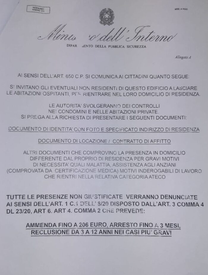 Roma falsi volantini carta intestata Ministero Interno