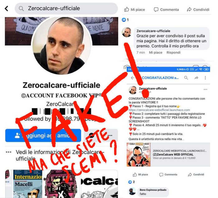 Zerocalcare, il profilo fake che truffa i suoi fan fingendosi lui