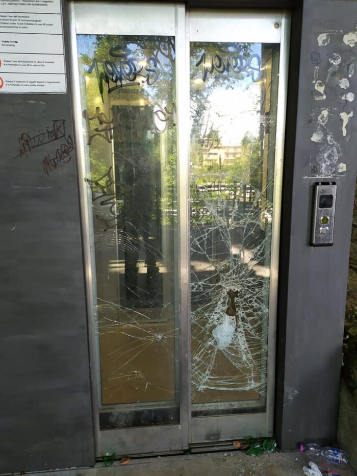 zagarolo atti vandalici ascensore piazza indipendenza
