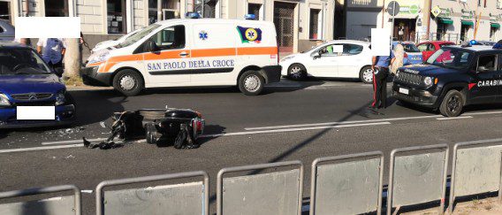Colleferro incidente via Casilina scooter auto ferito trasportato eliambulanza oggi 22 luglio 2020