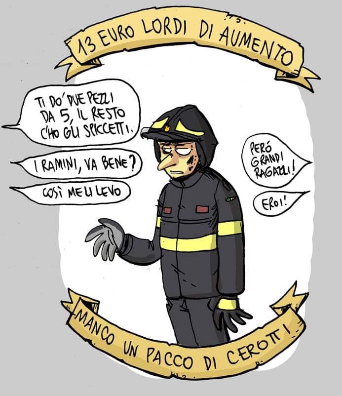 vignetta zerocalcare su aumenti scandalosi ai vigili del fuoco