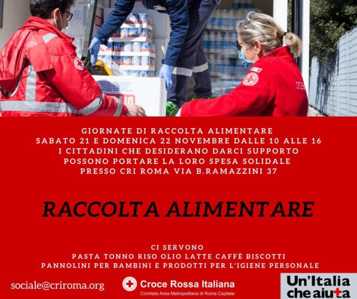 Covid Croce Rossa Roma raccolta alimentare bisognosi