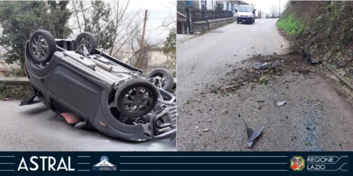 Cassino incidente stradale auto ribaltata SR149 di montecassino oggi 21 gennaio 2021