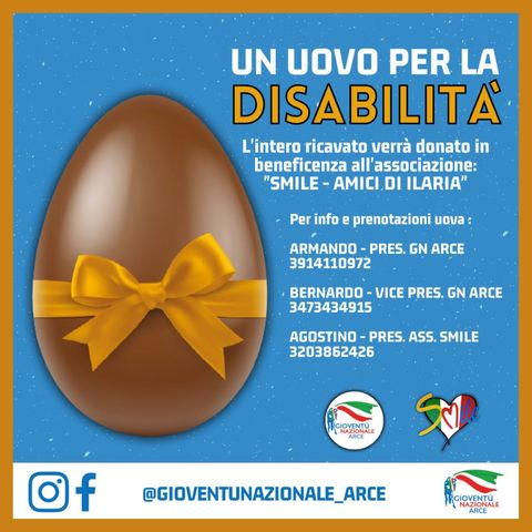 Arce. Un uovo per la disabilità: l'iniziativa di Gioventù Nazionale
