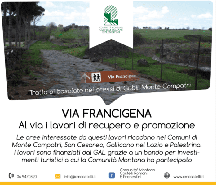 Via Francigena. Recupero e messa in sicurezza della direttrice Prenestina-Latina della Via Francigena nel Sud, da Anagni-Paliano a Roma